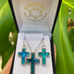Paua Pendant & Earrings Set - Cross - Rivendell Shop