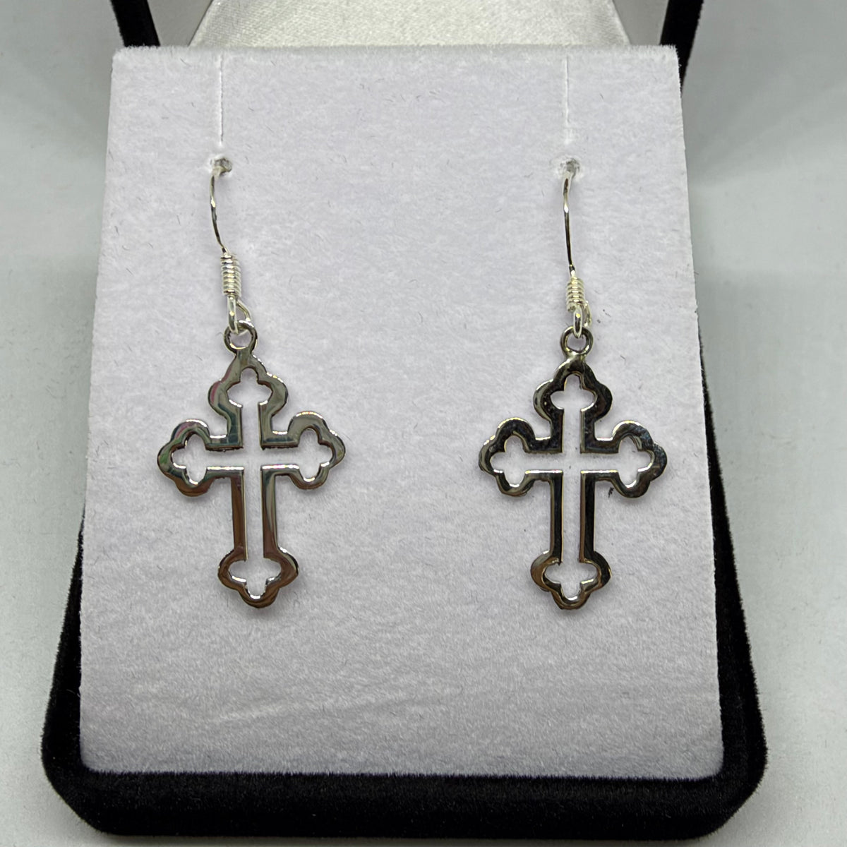 Cross Drop Earrings in 925 Sterling Silver by- Open Cross - Rivendell Shop