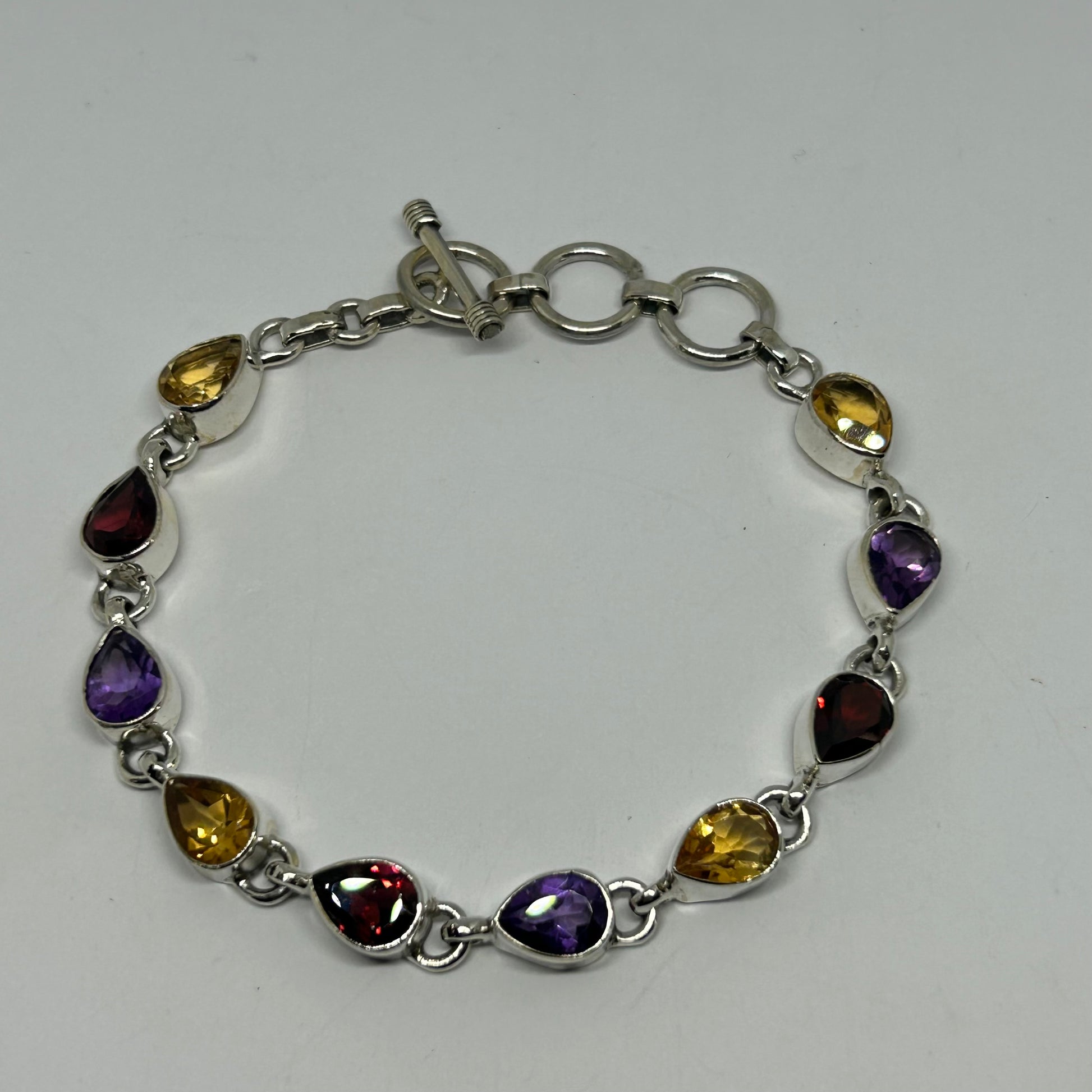 Multi Stone Silver Bracelet - Rivendell Shop