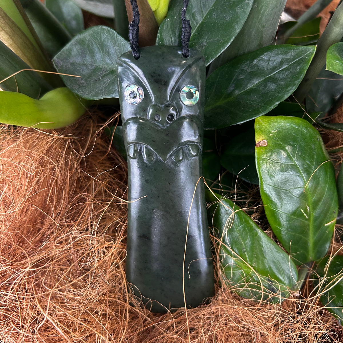 Greenstone Toki with Tiki Carving - Rivendell Shop