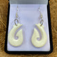 Handcarved Bone Fish Hook Earrings - Hei Matau - Rivendell Shop