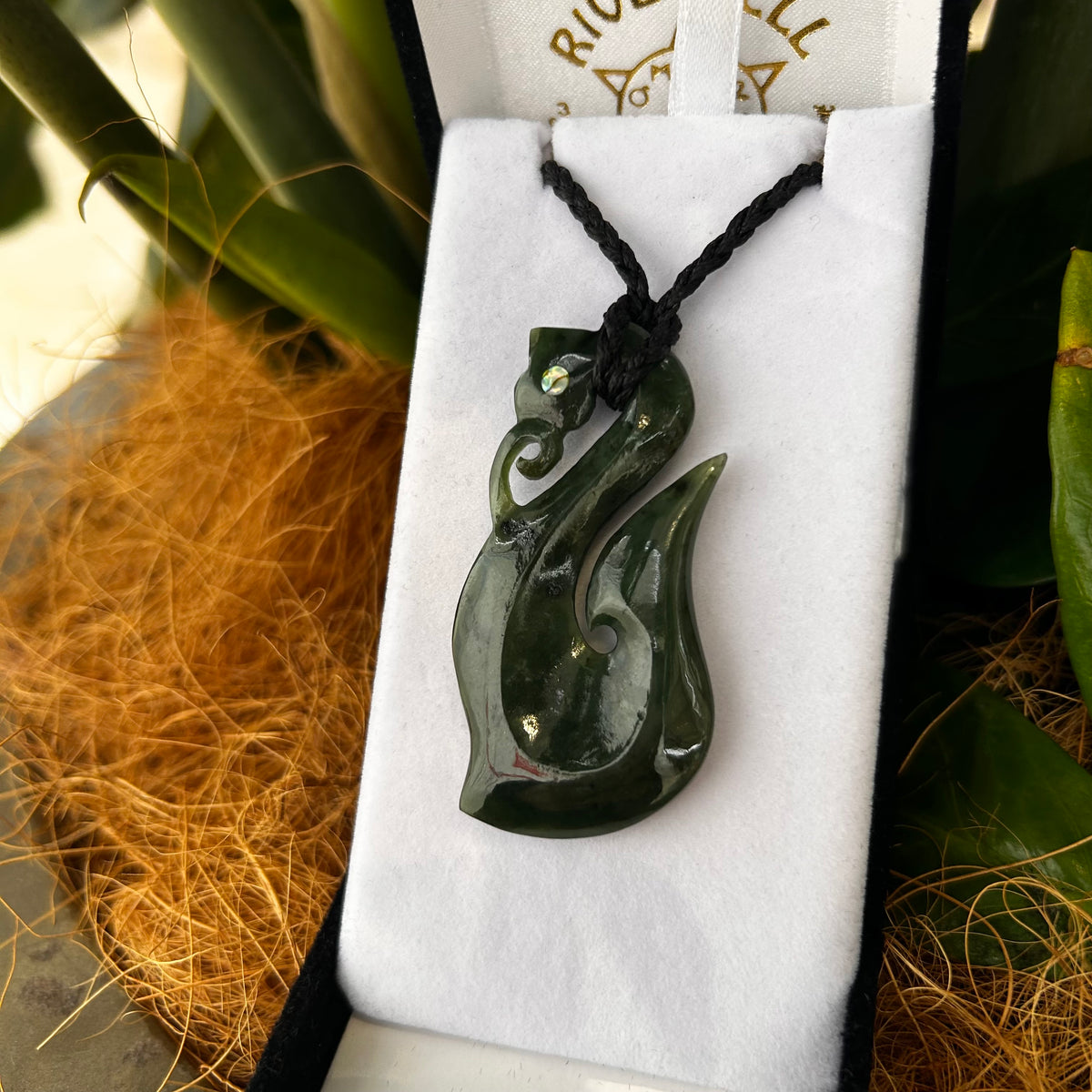 Greenstone Manaia Pendant - Paua Eyes - Rivendell Shop