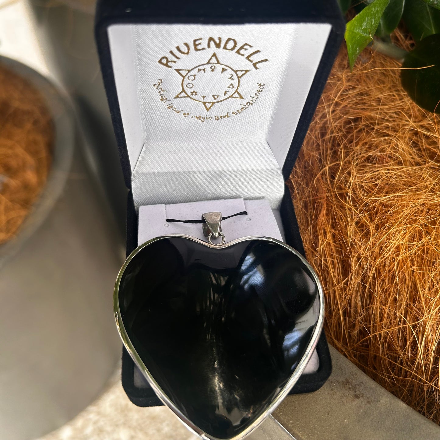 Black Coral Pendant - Heart - Rivendell Shop