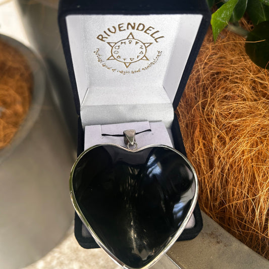 Black Coral Pendant - Heart - Rivendell Shop