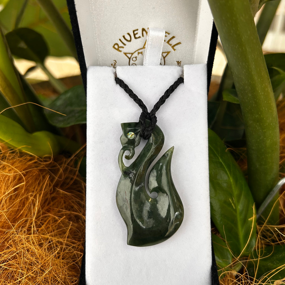 Greenstone Manaia Pendant - Paua Eyes - Rivendell Shop