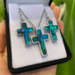 Paua Pendant & Earrings Set - Cross - Rivendell Shop