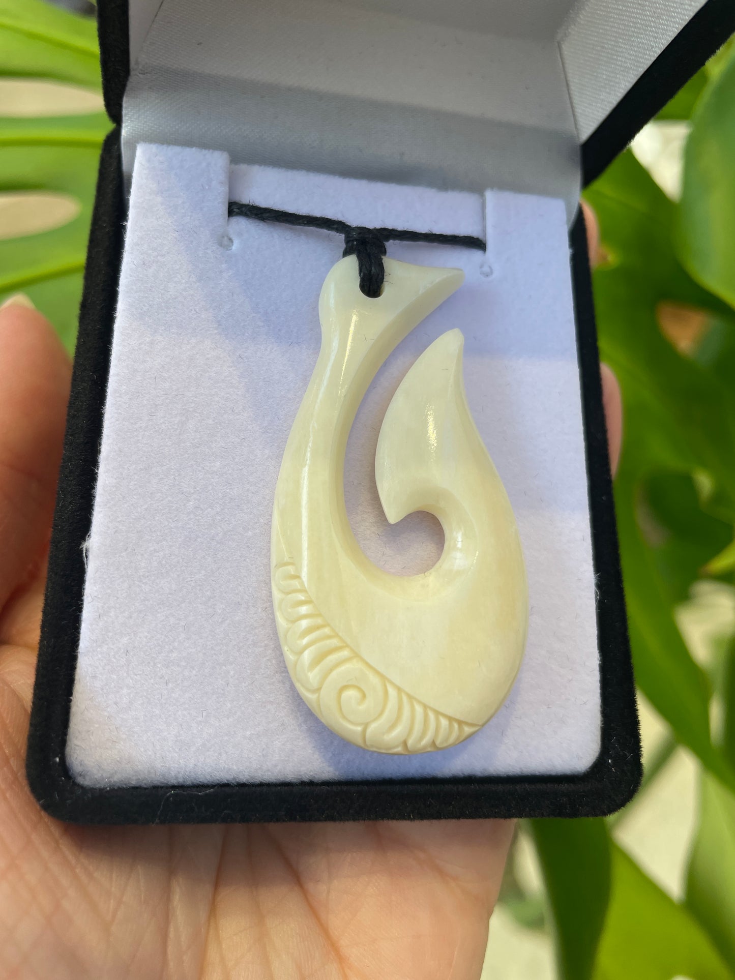 Handcarved Bone Fish Hook Pendant - Hei Matau