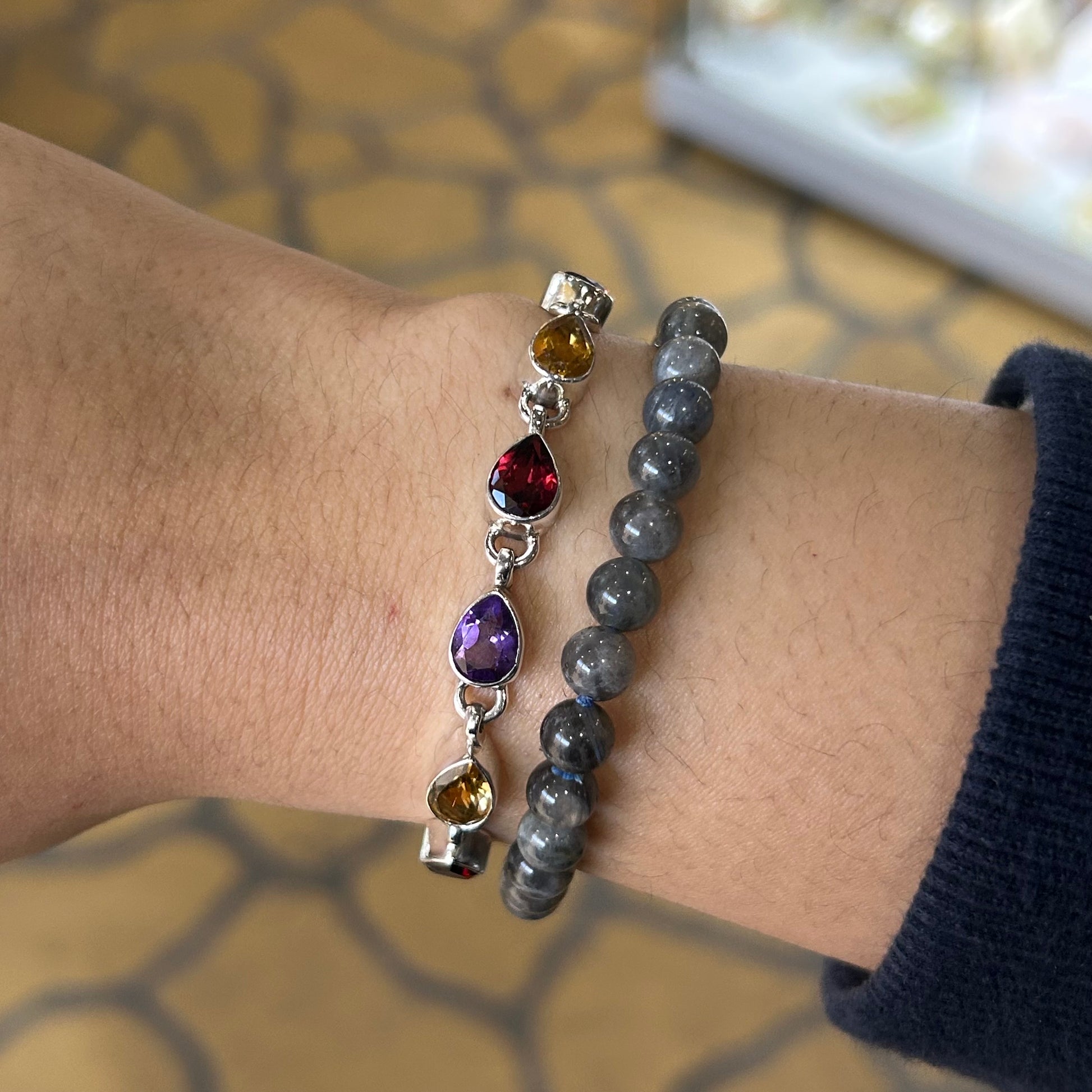 Multi Stone Silver Bracelet - Rivendell Shop