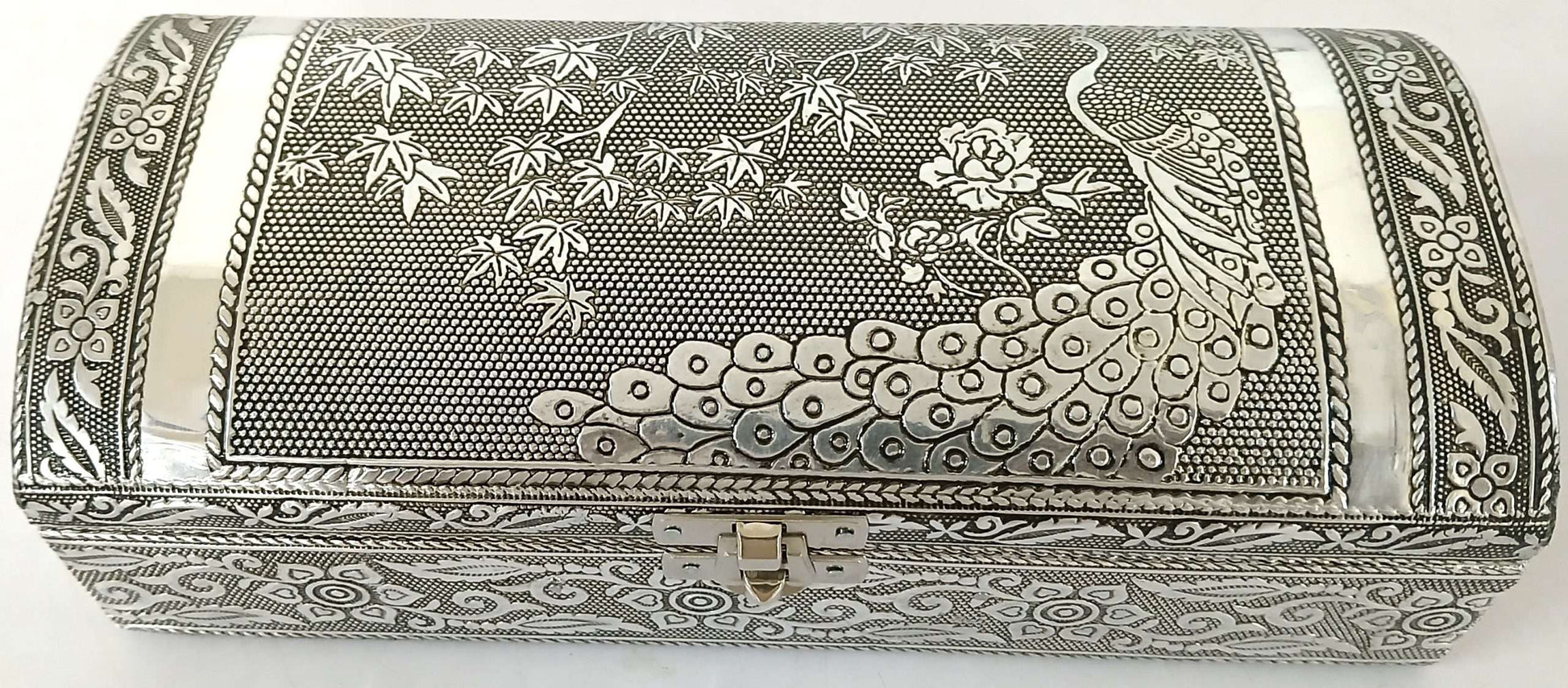 Silver Peacock Jewellery Box - Rivendell Shop