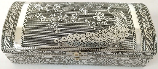 Silver Peacock Jewellery Box - Rivendell Shop