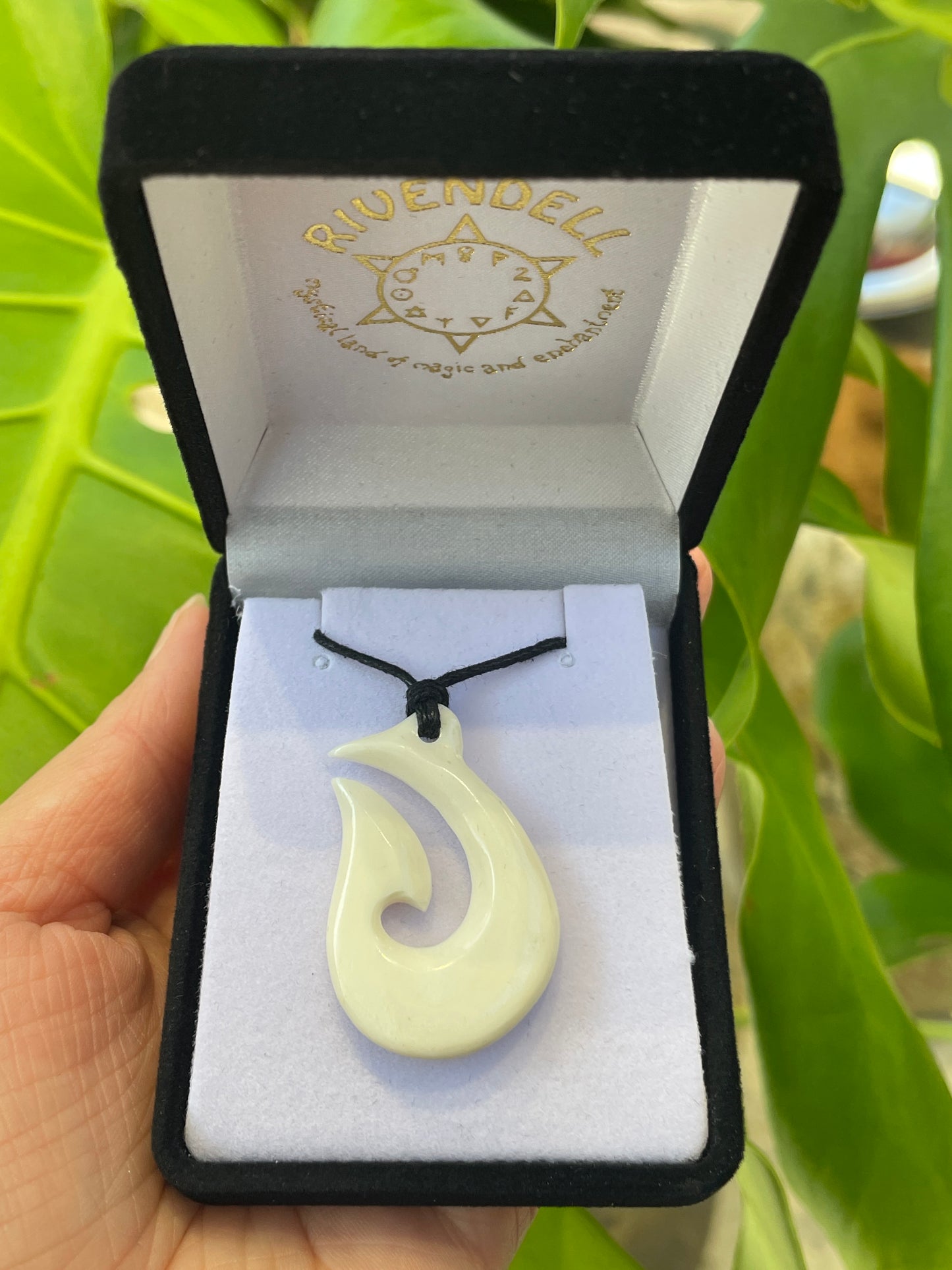 Handcarved Bone Fish Hook Pendant - Hei Matau