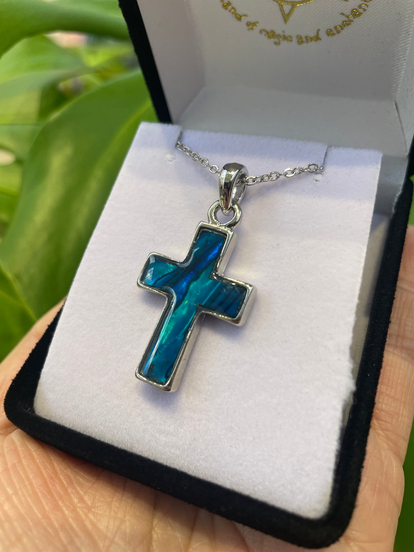 Paua Pendant - Cross - Rivendell Shop