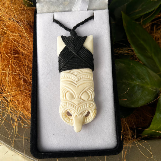 Handcarved Bone Toki with Tiki Carving - Rivendell Shop