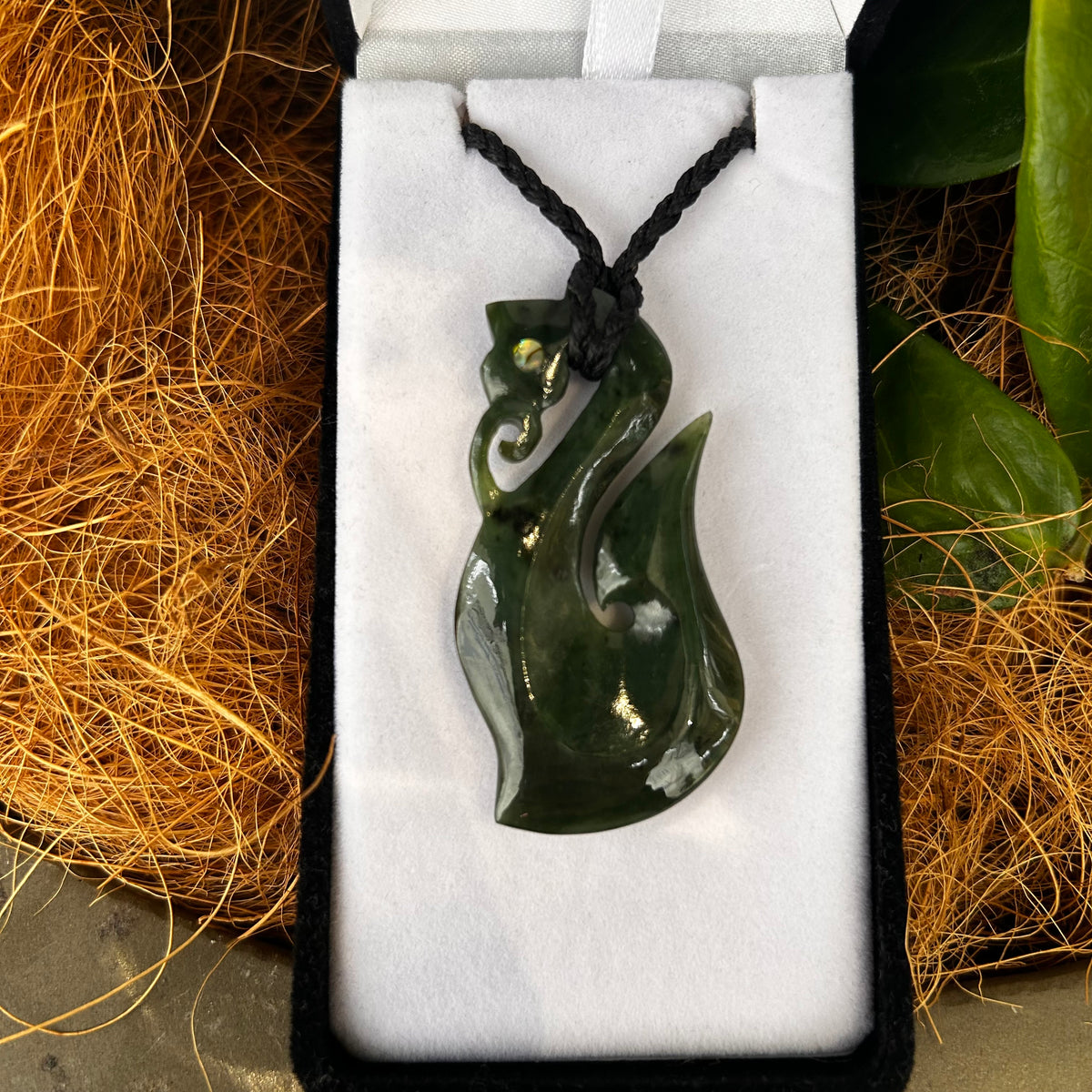 Greenstone Manaia Pendant - Paua Eyes - Rivendell Shop