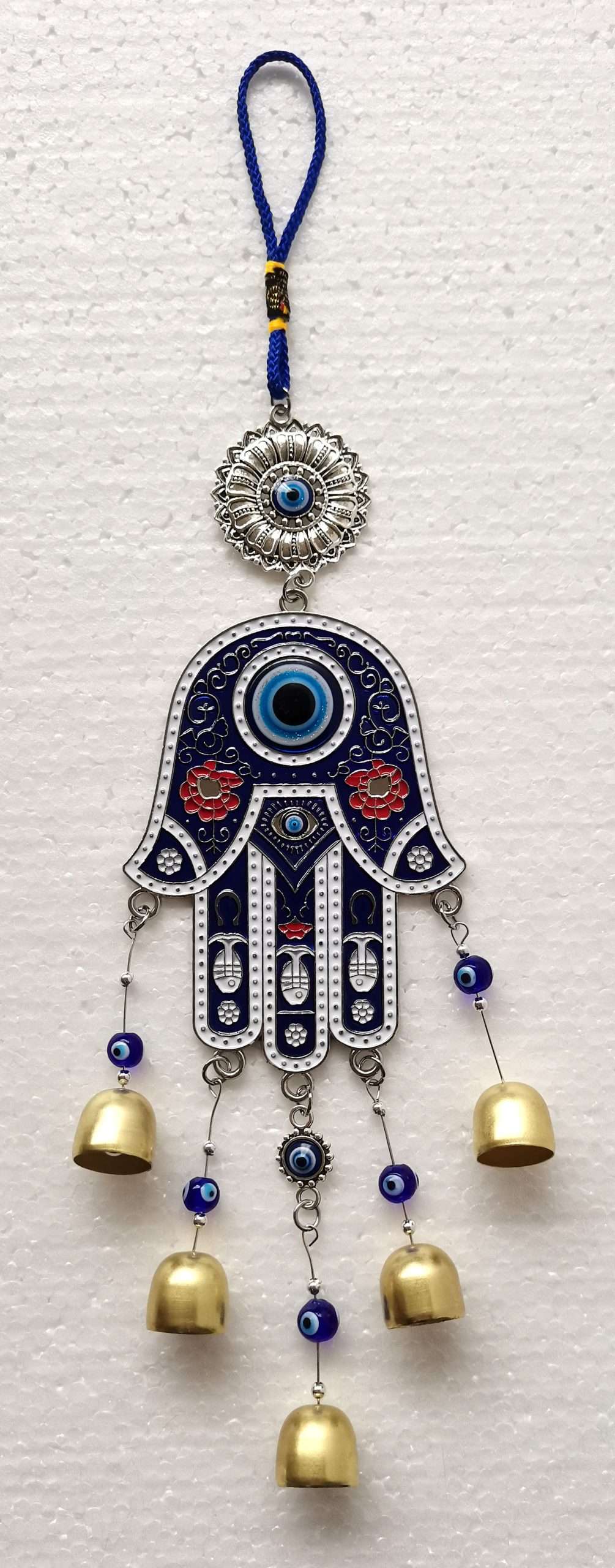 Hamsa Hanging Ornament with Bells and Evil Eye - Rivendell Shop