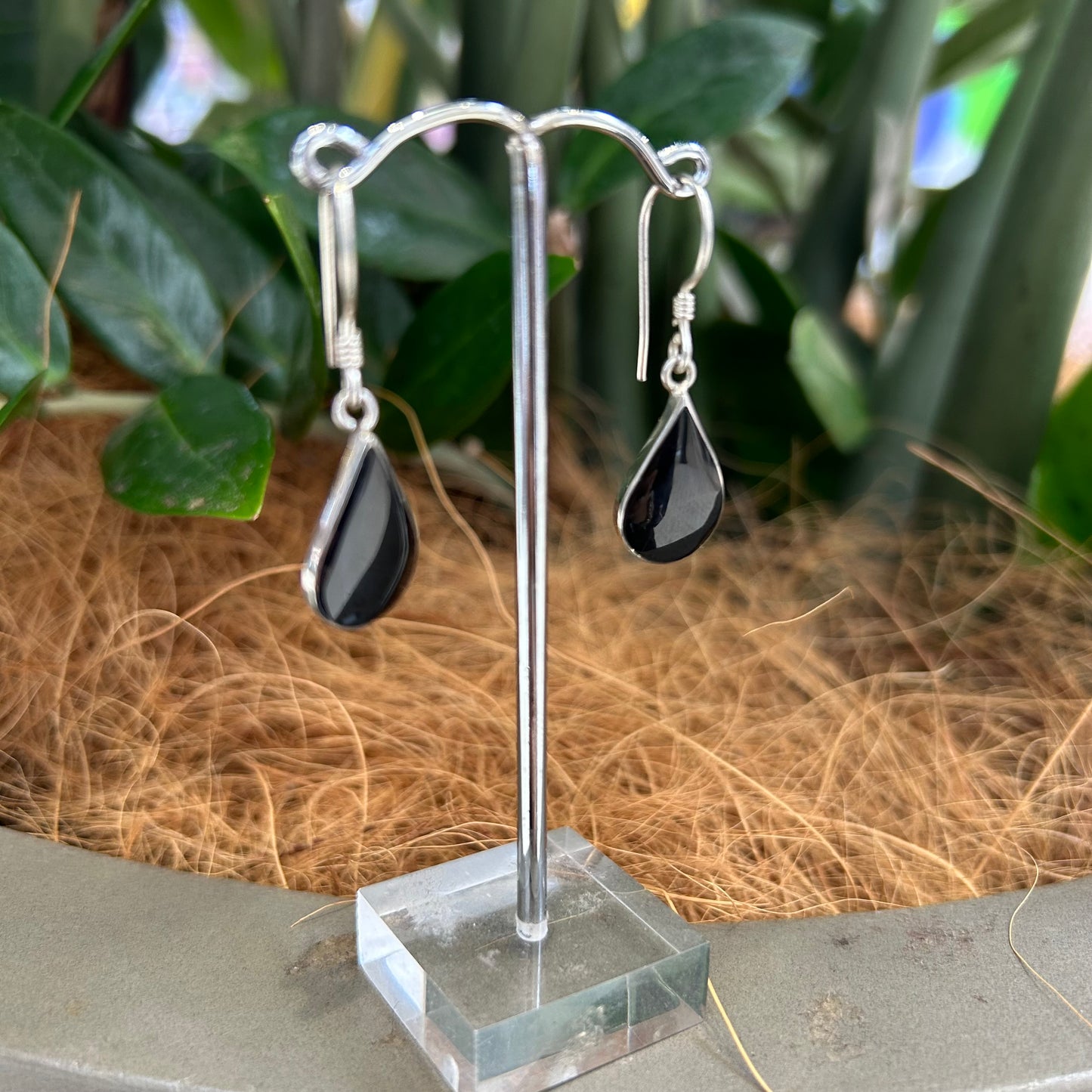 Black Coral Earrings - Teardrop - Rivendell Shop