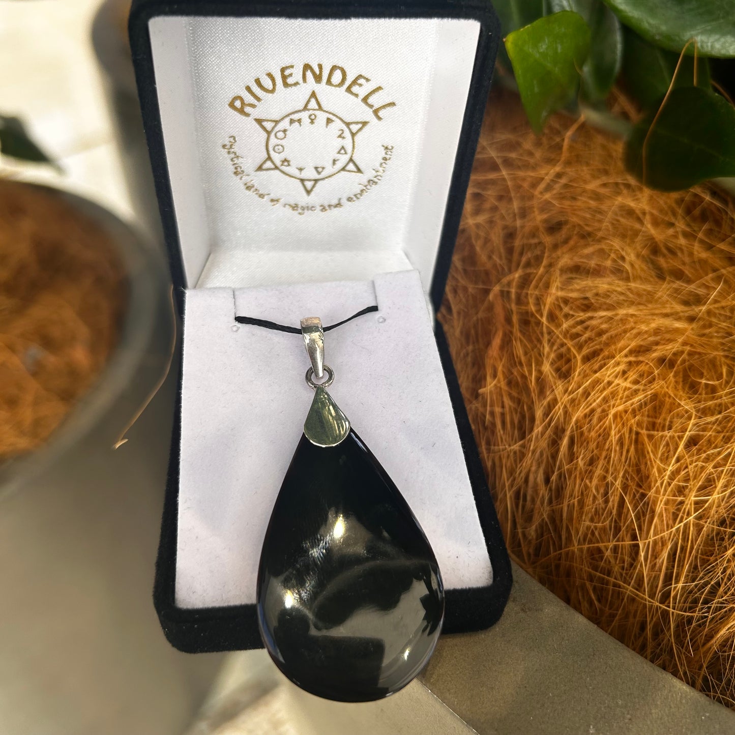 Black Coral Pendant - Teardrop