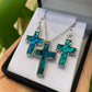 Paua Pendant & Earrings Set - Cross - Rivendell Shop
