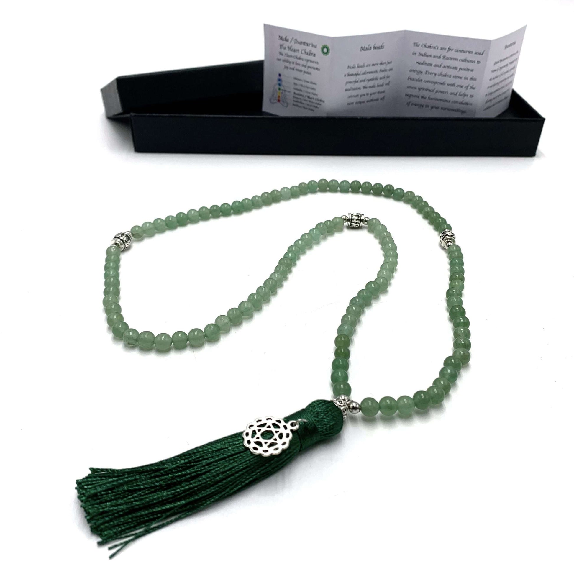 Aventurine Mala beads with Chakra Charm- 108 Beads - Rivendell Shop