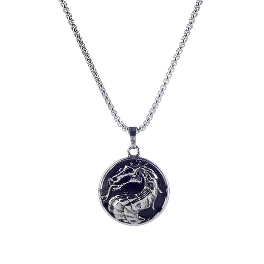 Circular Obsidian Dragon Pendant - Rivendell Shop