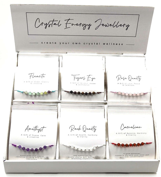 Gemstone Bead Bracelets on a Stand