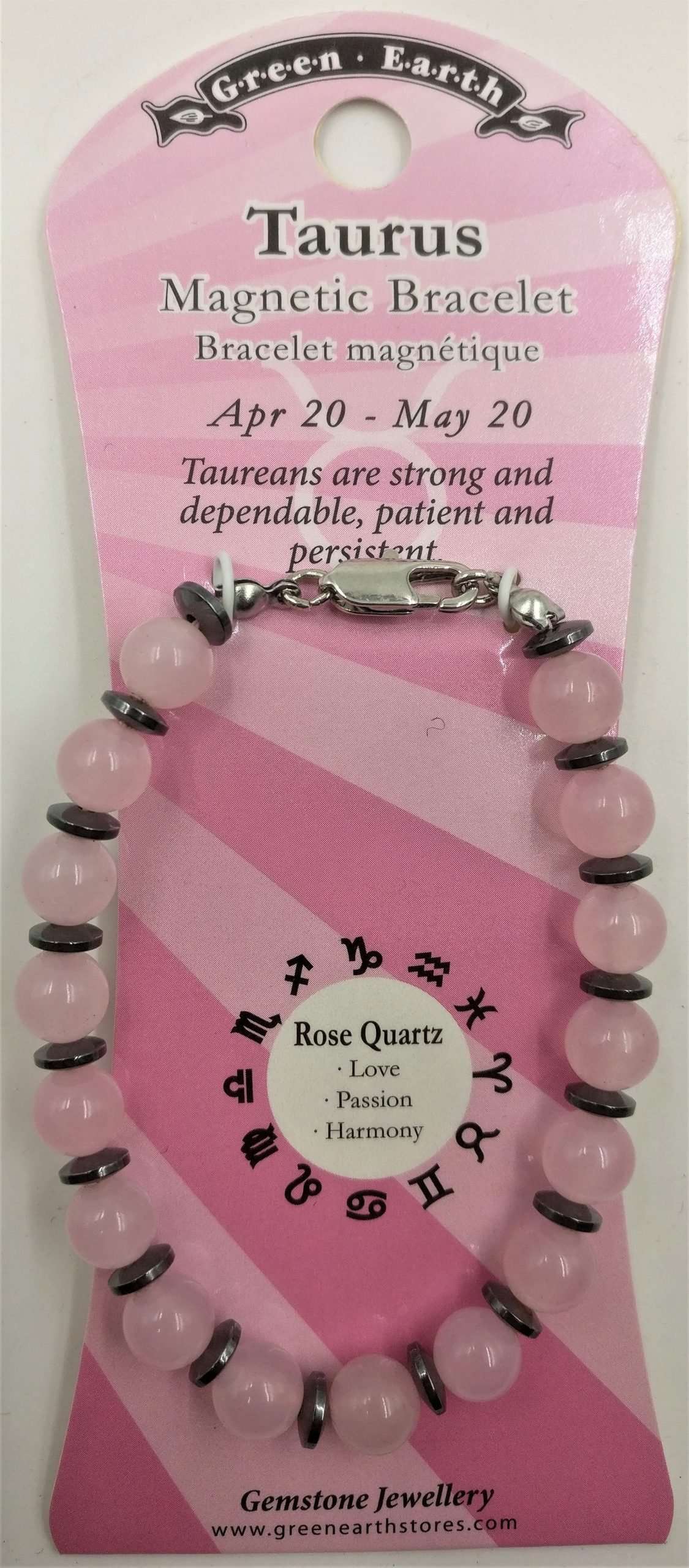 Rose quartz zodiac bracelet - Rivendell Shop