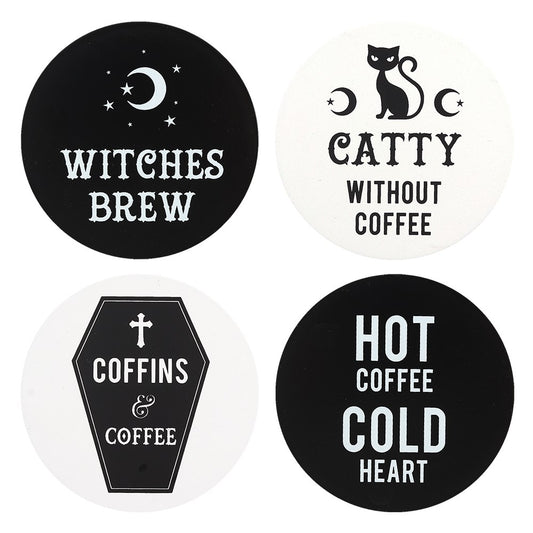 Black Magic Coasters - 4 Assorted Designs. - Rivendell Shop