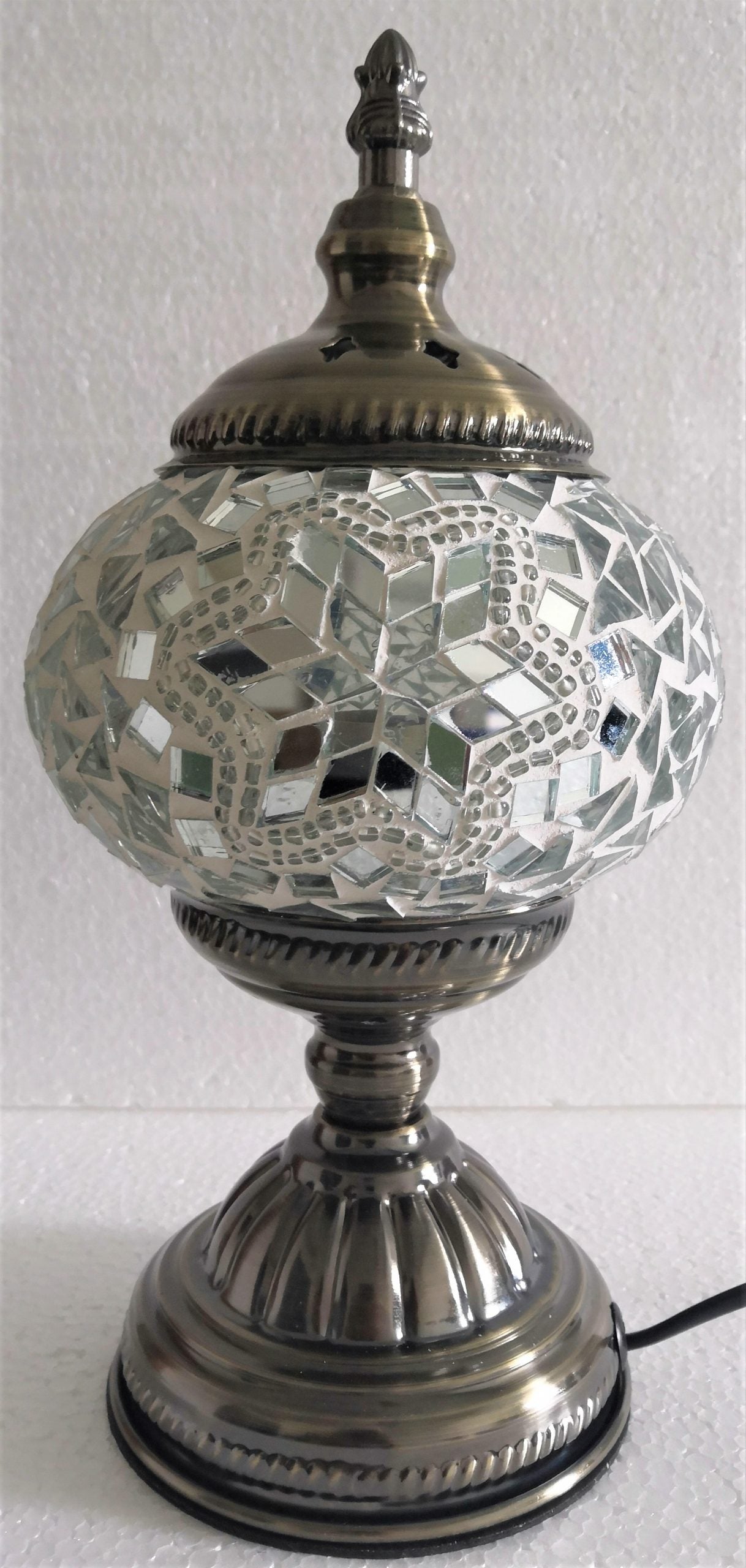 White Round Turkish Mosaic Lamp - Rivendell Shop