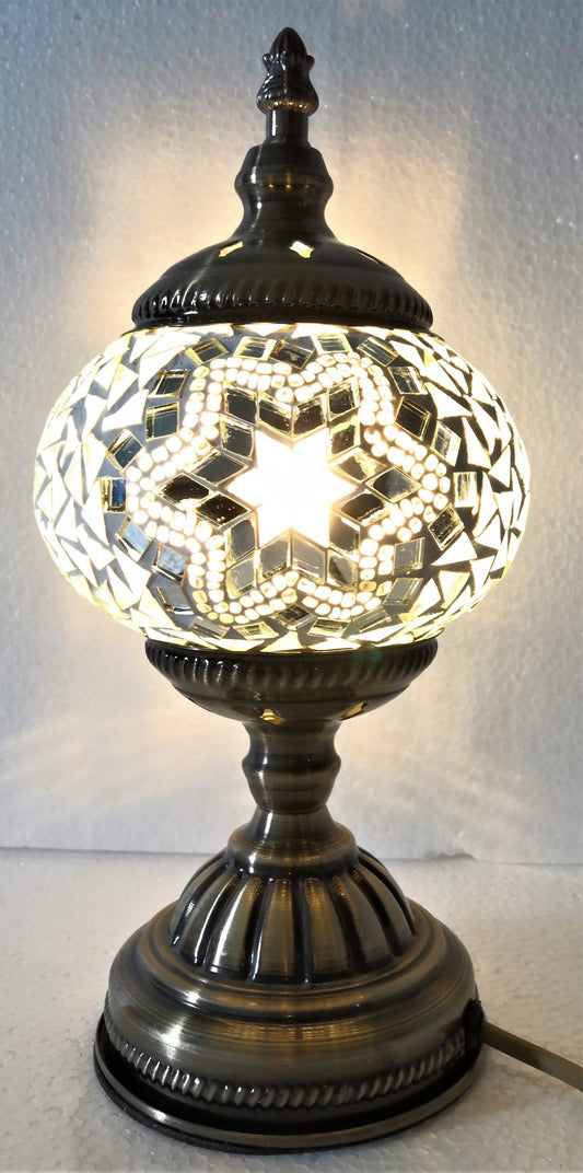White Round Turkish Mosaic Lamp - Rivendell Shop