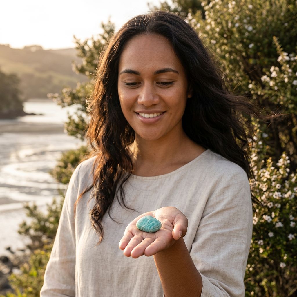 Amazonite Tumbled Crystal (Light) — AI model-maori