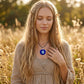 Evil Eye Necklace with Waxed Cord — AI model-serene