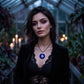 Evil Eye Necklace with Waxed Cord — AI model-dark-romantic