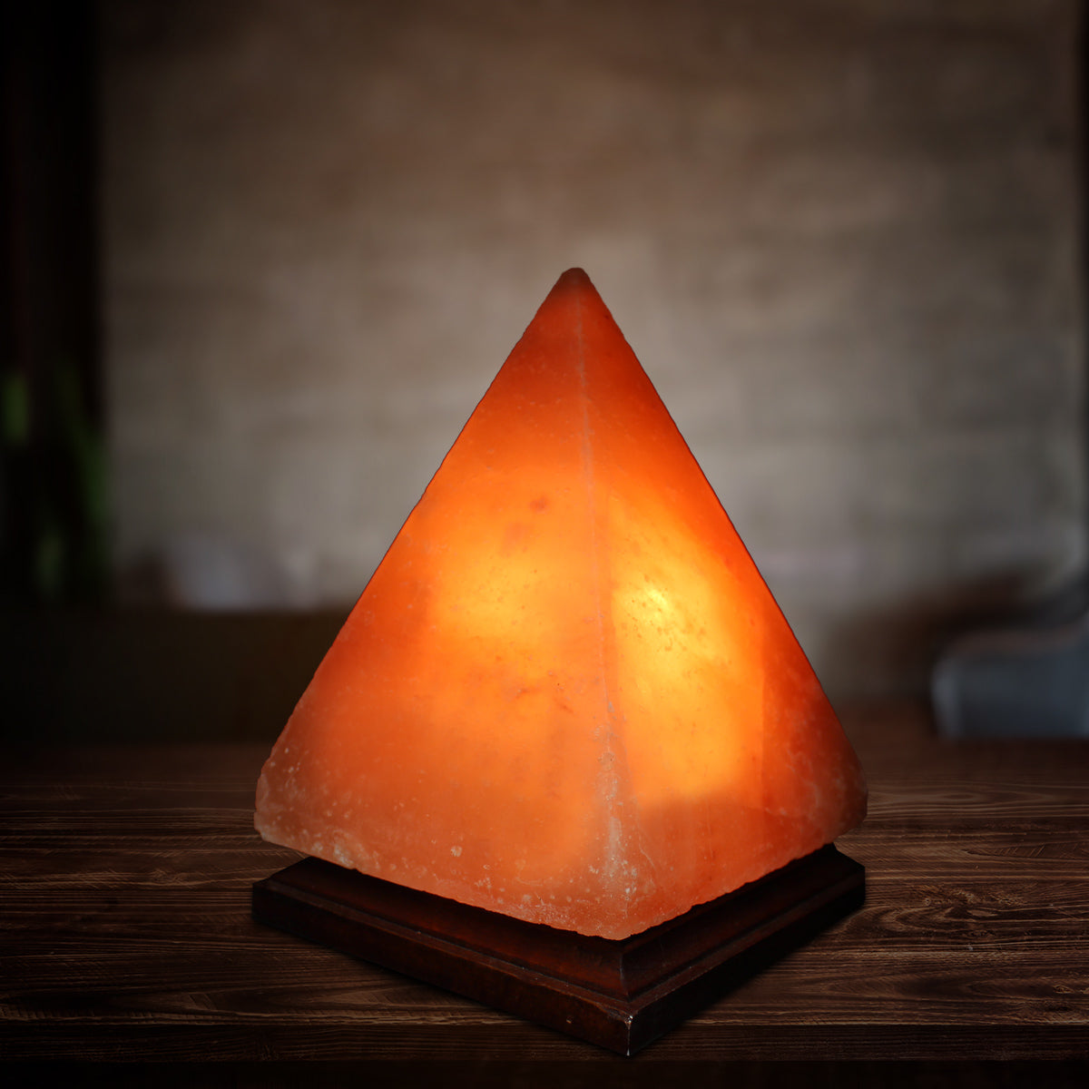 White Himalayan Salt Pyramid Lamp - Orange