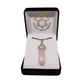 Rivendell Shop Rose Quartz crystal point pendant on waxed cord in gift box. Stone of Love.