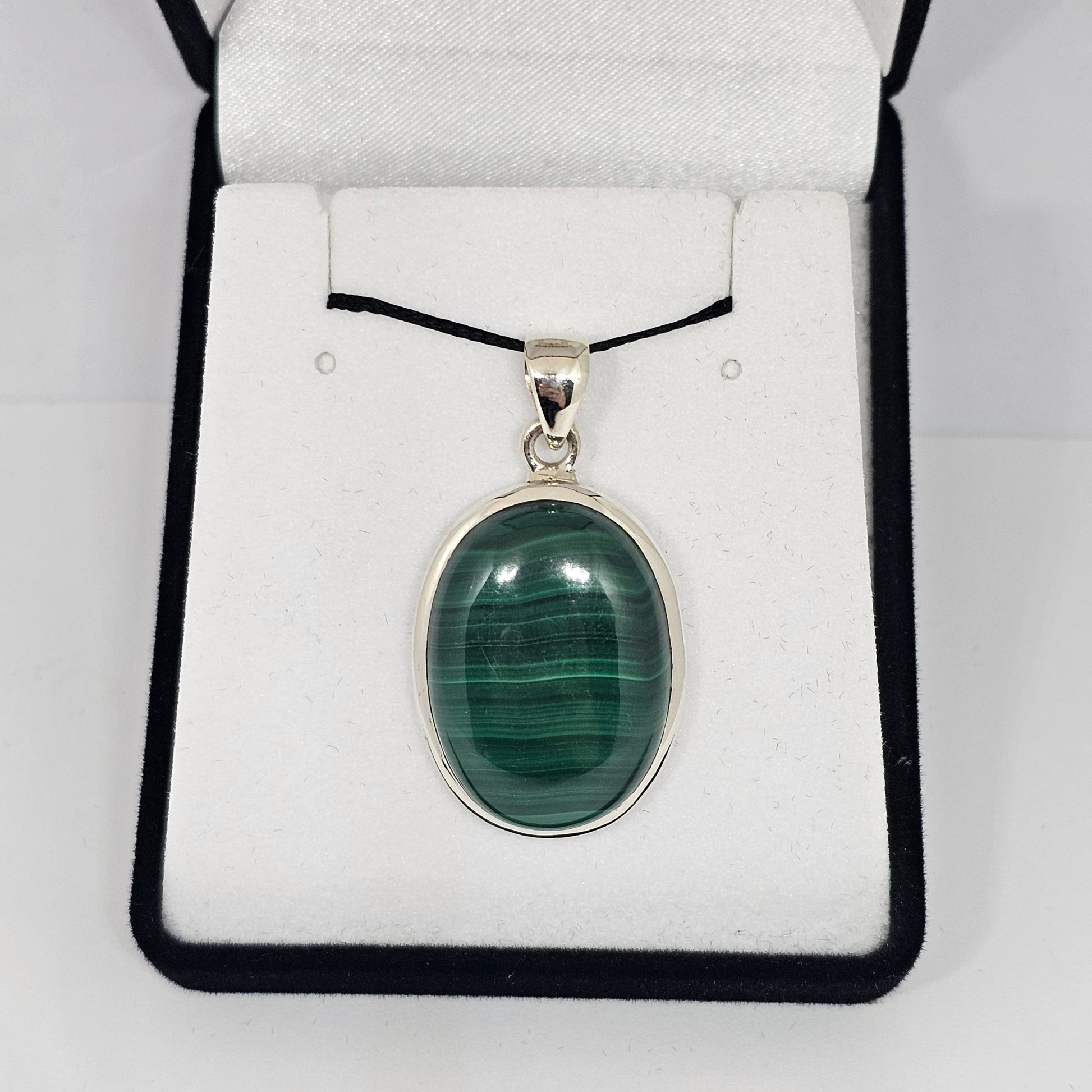 Malachite Sterling Silver Pendant - Rivendell Shop