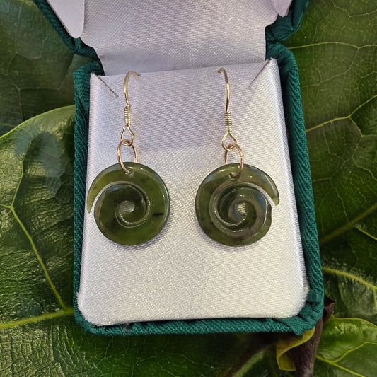 Koru Greenstone Earrings - Rivendell Shop