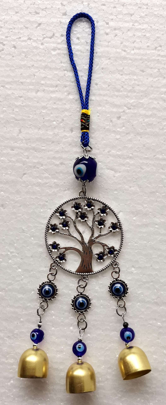 Tree of Life Hanging Ornament with Bells and Evil Eye - Rivendell Shop