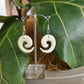 Handcarved Bone Earrings - Koru - Rivendell Shop