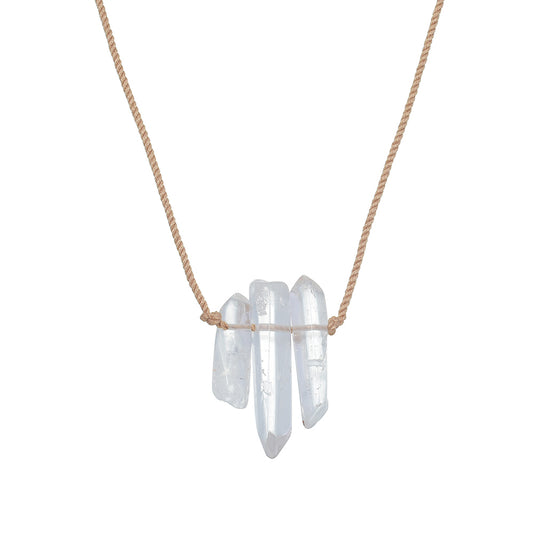 Natural Rope Choker w/ 3 Piece Clear Quartz - Rivendell Shop