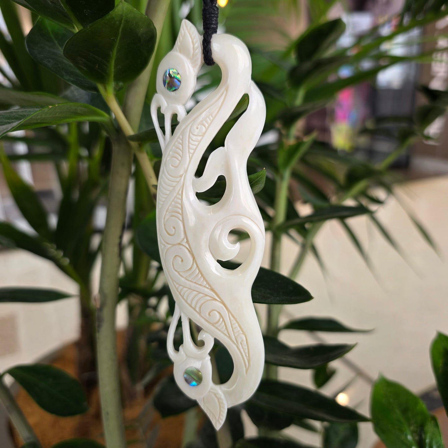 Handcarved Bone Pendant - Large Manaia