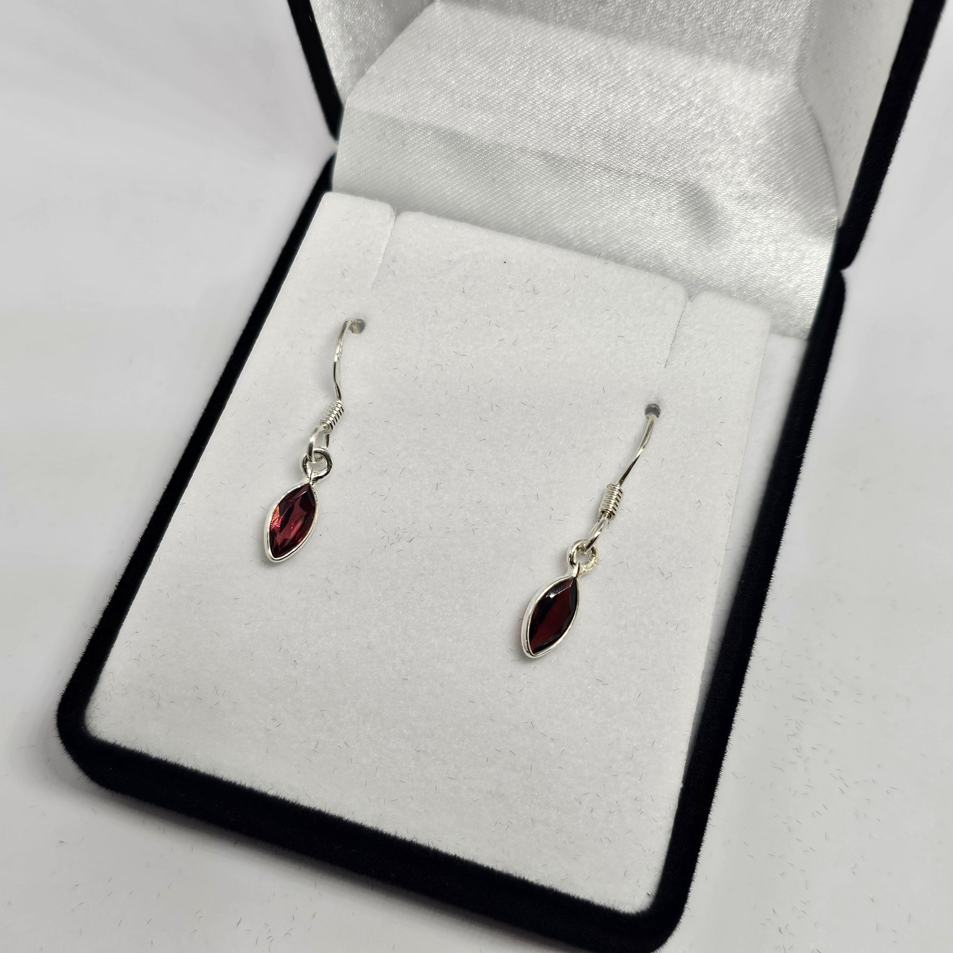 Garnet Sterling Silver Earrings - Rivendell Shop