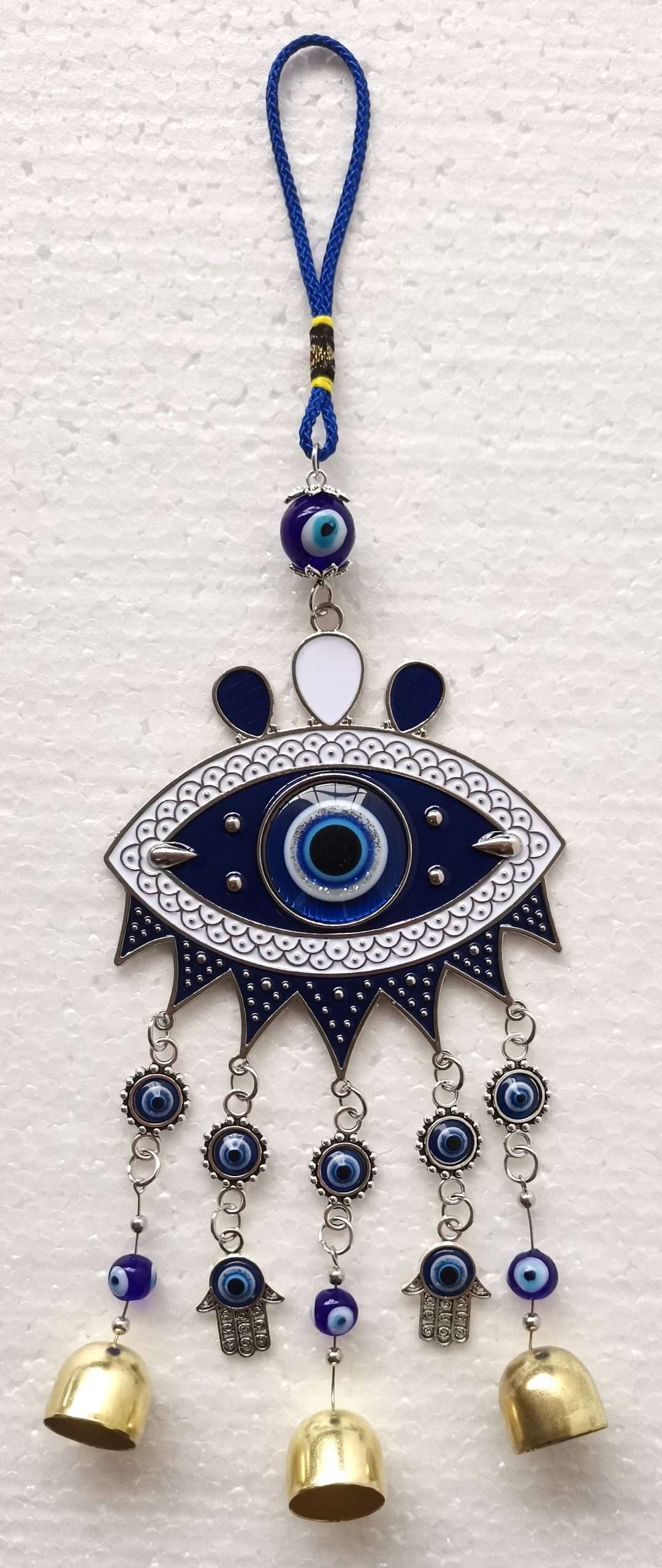 Evil Eye Hanging Ornament with Bells and Hamsa Hand - Rivendell Shop