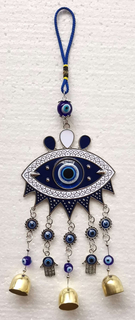 Evil Eye Hanging Ornament with Bells and Hamsa Hand