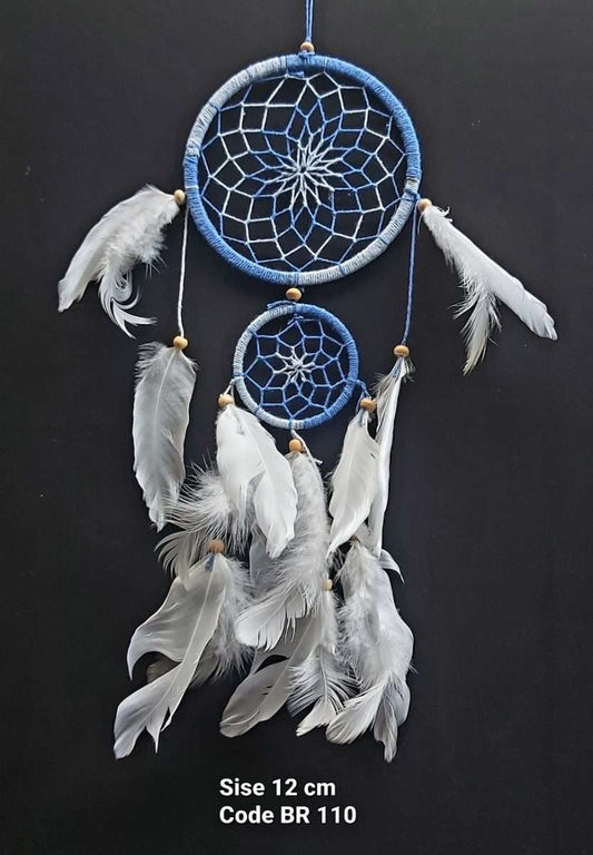 Dreamcatcher Blue with White Feathers 12cm