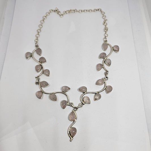 Rose Quartz Sterling Silver Necklace