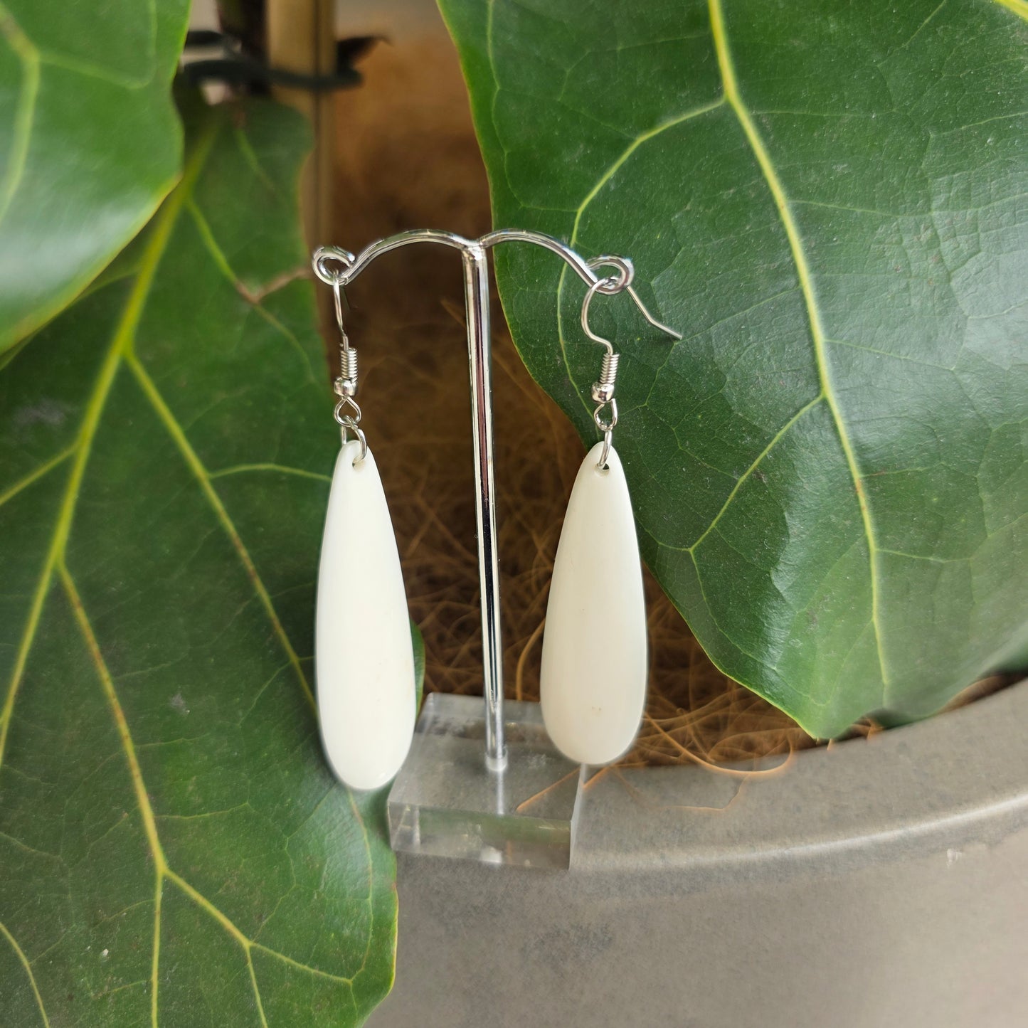 Handcarved Bone Earrings - Roimata