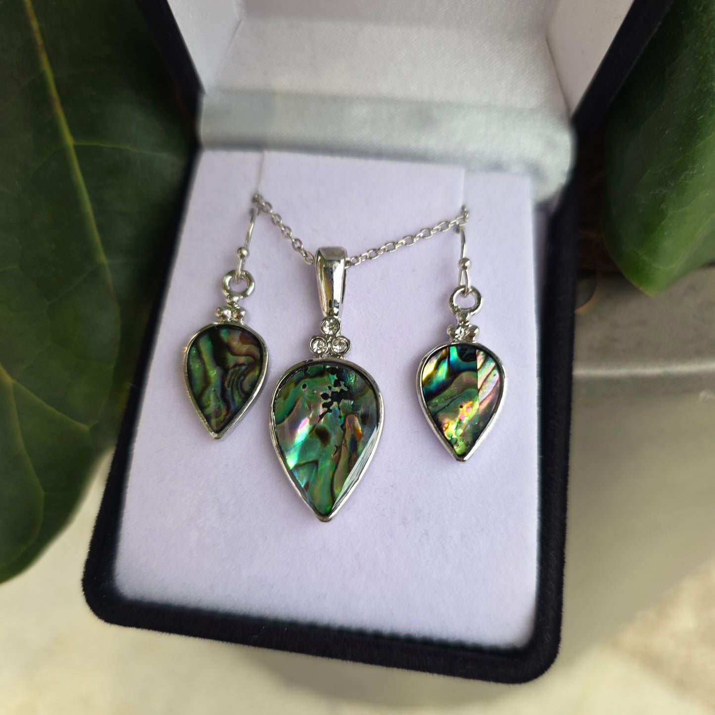 Paua Set Pendant & Earrings