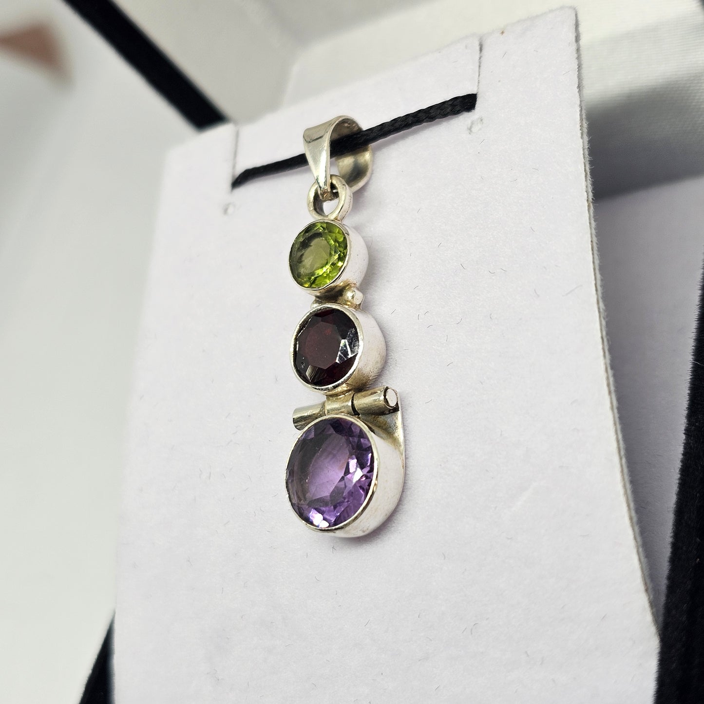 Peridot, Garnet & Amethyst Sterling Silver Pendant