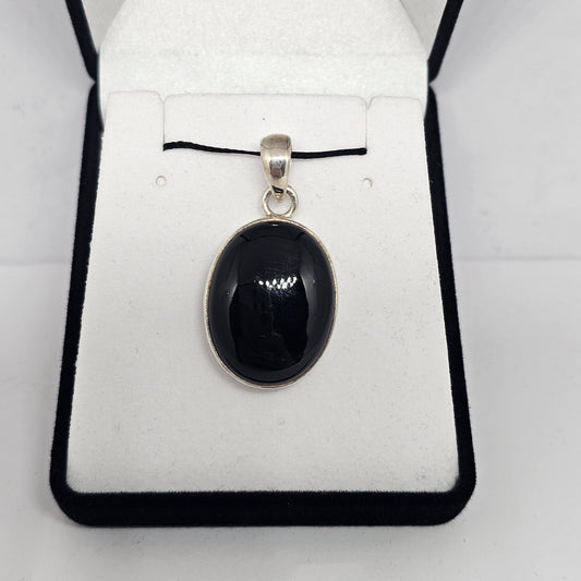 Black Onyx Sterling Silver Pendant - Rivendell Shop