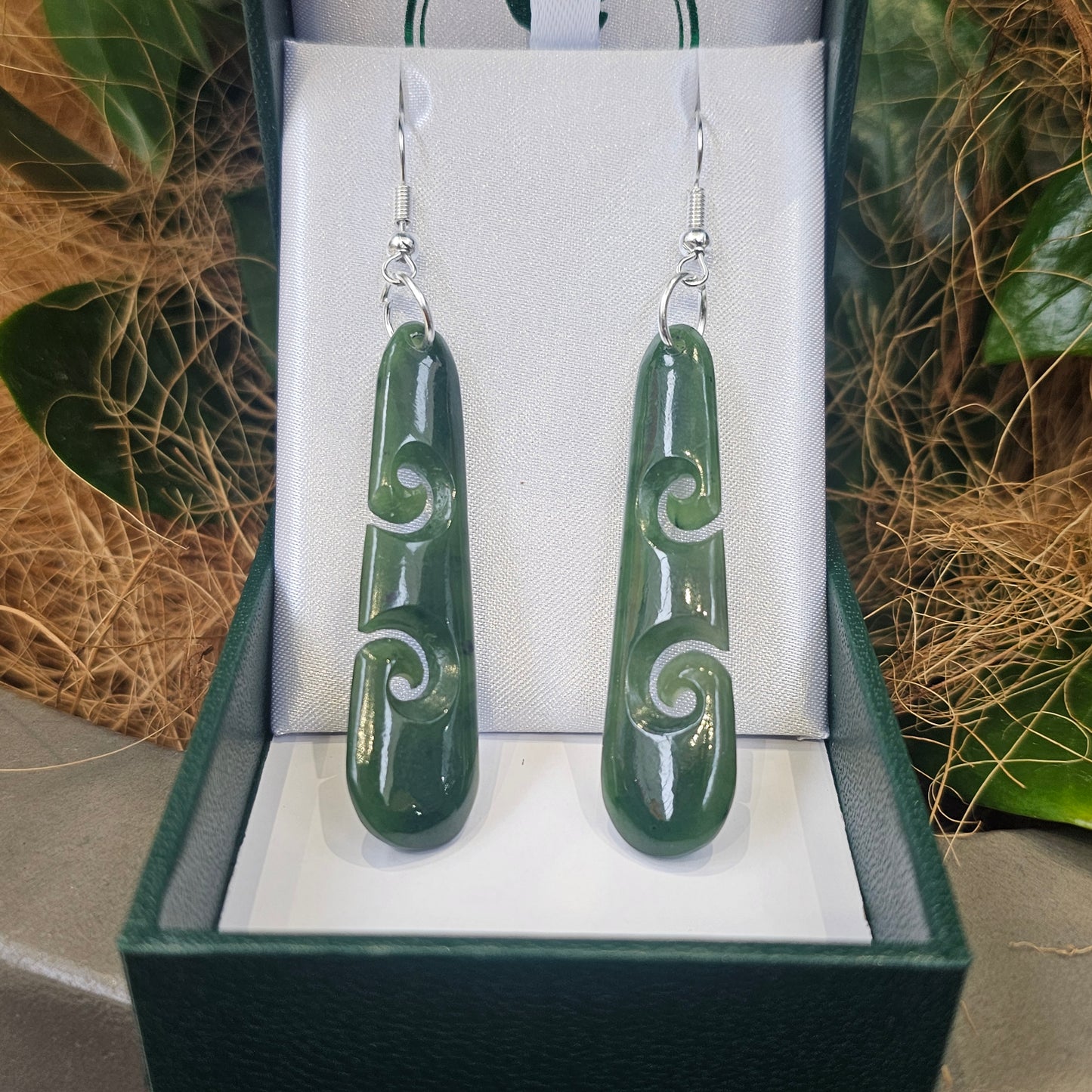 Greenstone (Pounamu) Double Koru Earrings - Rivendell Shop